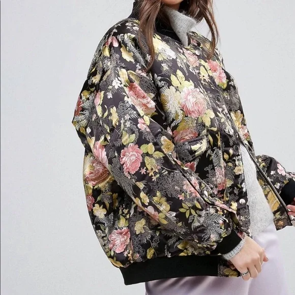 Free People Floral Jacquard Bomber Jacket - Worn once!!